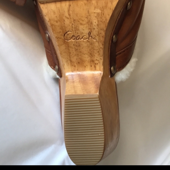 COACH Wooden Mules with Sheep Wool - Picture 4 of 5